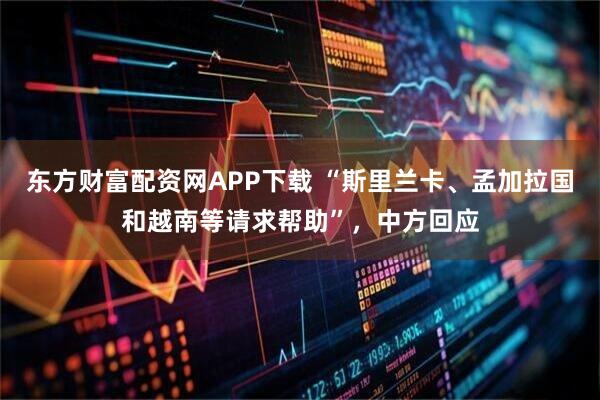 东方财富配资网APP下载 “斯里兰卡、孟加拉国和越南等请求帮助”，中方回应